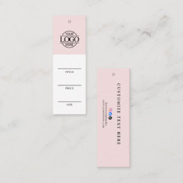 Einfache rosa Geschäftsetikette Kleidung Preisschi Mini Visitenkarte