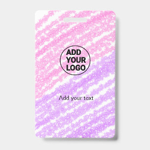 Einfache rosa-glitzer-textur funkeln logo-text ausweis