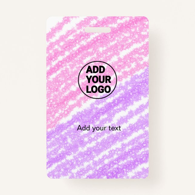 Einfache Rosa Glitzer Textur funkeln Logo-Text hin Ausweis (Vorderseite)