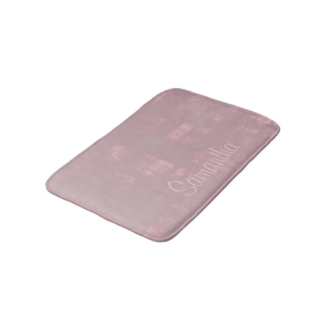 Einfache rosa graue Mallow Abstrakt Ihren Namen Badematte (Schrägansicht)