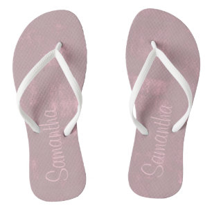Einfache rosa graue Mallow Abstrakt Ihren Namen Flip Flops