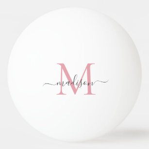 Einfache rosa graue Monogram Moderne Chic-Schrift Tischtennisball