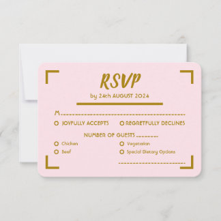 Einfache rosa handgeschriebene Schrift Hochzeit RSVP Karte