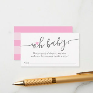 Einfache rosa Herz-Mädchen-Dusche Windelwanne Wind Begleitkarte