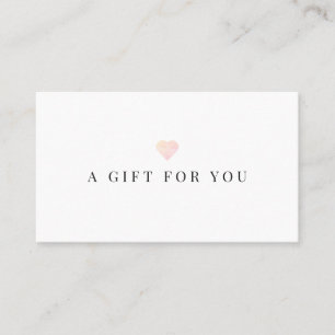 Einfache rosa Herz Weißes Geschenkgutschein Visitenkarte