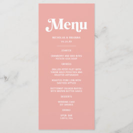 Einfache rosa Hochzeitsmenü Menükarte