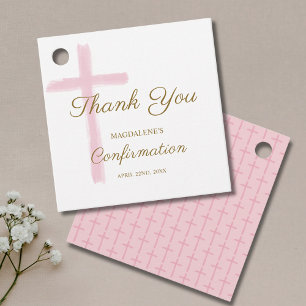 Einfache rosa Kreuz Dankeschön Bestätigung Geschenkanhänger