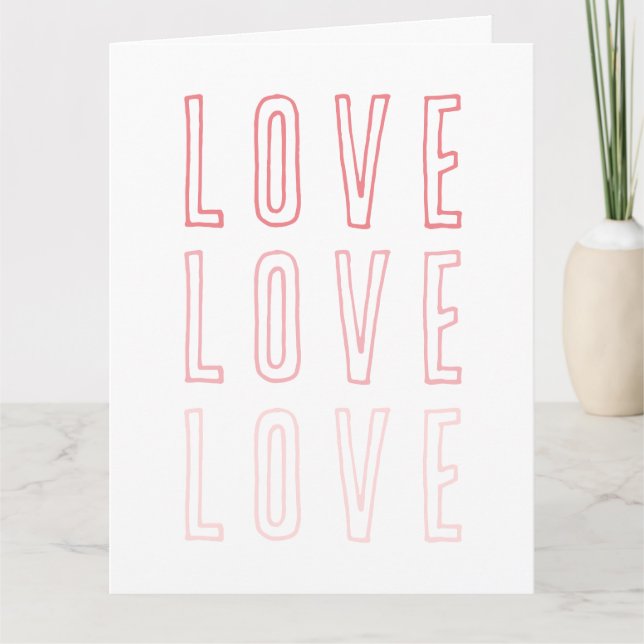 Einfache rosa Liebe Liebe Liebe Valentinisches Fot Karte (Vorderseite)