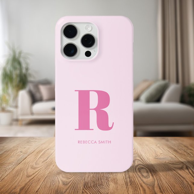 Einfache rosa Moderne Monogramm Case-Mate iPhone Hülle (Von Creator hochgeladen)