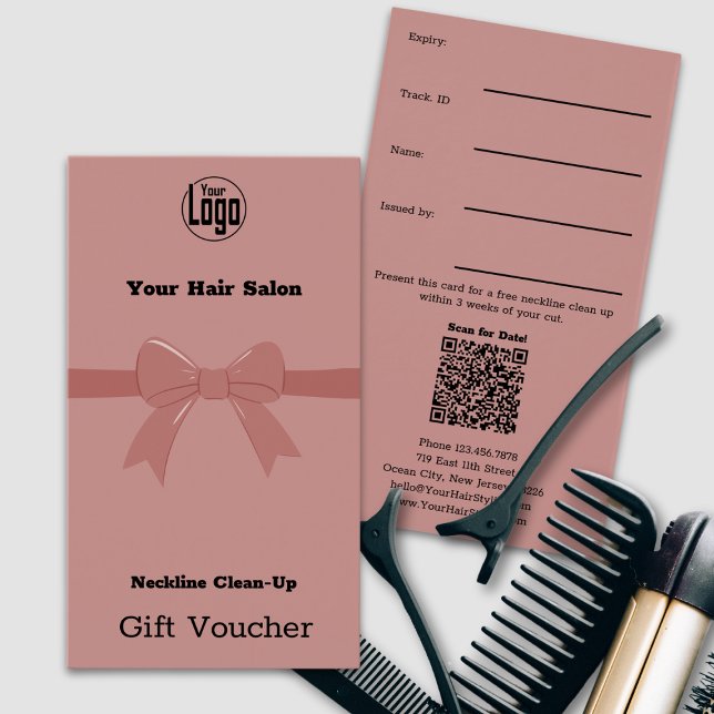 Einfache rosa Neckline-Reinigungsgutscheinkarte (Simple Pink Neckline Clean-Up Voucher Card, Ribbon)