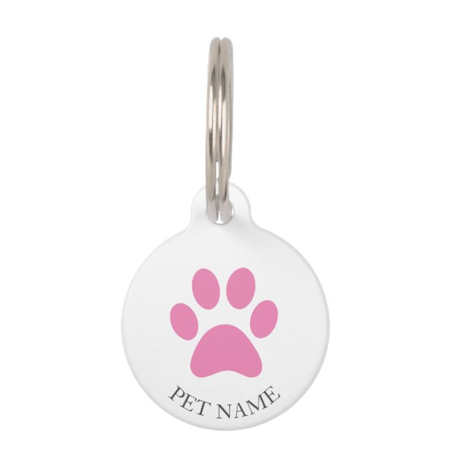 Einfache rosa Pet mit Namen Haustiermarke (Vorderseite)