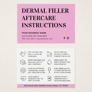 Einfache rosa Pflegehinweise für Dermal Filler Kar