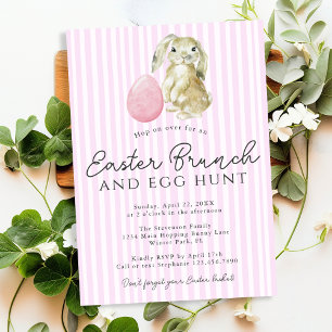 Einfache rosa Preppy Stripes Bunny Easter Brunch Einladung