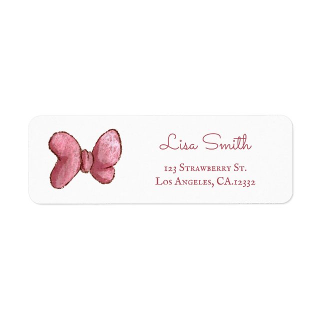 Einfache rosa Schleife Rücksendeadresse (Vorne)