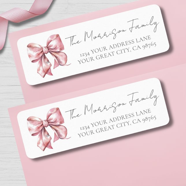 Einfache rosa Schleife Rücksendeadresse (Simple Pink Bow Return Address label )