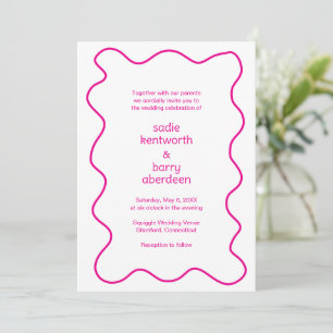 Einfache rosa Schnürrahmen Moderne Hochzeit Einladung