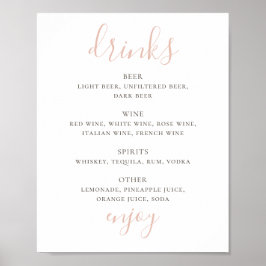 Einfache rosa Schrift. alkoholische Getränke Hochz Poster