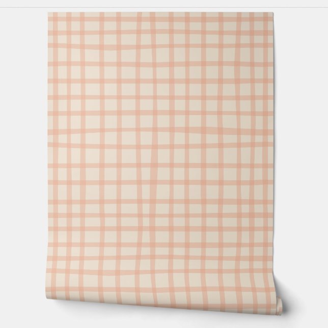 Einfache rosa Streifen Gingham Peel Stick Tapete (Abrollen)