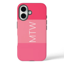 Einfache rosa Streifen Weißes Monogramm