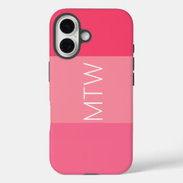 Einfache rosa Streifen Weißes Monogramm iPhone 16 Hülle