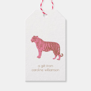 Einfache rosa Tiger-Kunst personalisierte Schreibw Geschenkanhänger