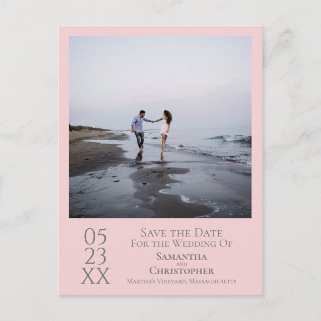 Einfache rosa und graue Hochzeit Speichern Sie das Postkarte (Vorderseite)
