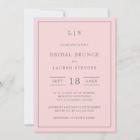 Einfache rosa und graue Monogram Bridal Brunch
