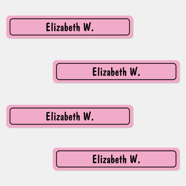 Einfache Rosa- und Schwarze-Girl-Namensvorlage Etiketten (Gruppe)