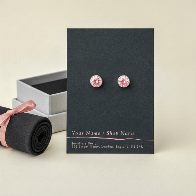 Einfache rosa und schwarze Ohrring-Grafikkarte (Simple pink and black earring display card.)