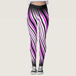 Einfache rosa und schwarze vertikale Streifen auf  Leggings