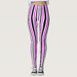 Einfache rosa und schwarze vertikale Streifen auf Leggings