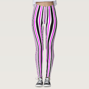 Einfache rosa und schwarze vertikale Streifen auf  Leggings
