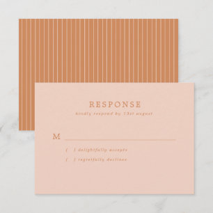 Einfache Rosa und Terracotta Streifen Hochzeiten RSVP Karte