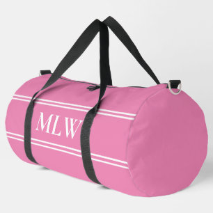 Einfache rosa und weiße Monogramm-Vorlage Duffle Bag
