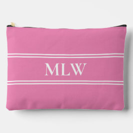 Einfache rosa und weiße Monogramm-Vorlage Zubehörtasche