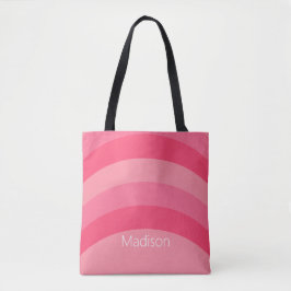 Einfache rosa und weiße Streifen mit Namen Tasche