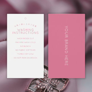 Einfache Rosa Waschanleitungsetikett