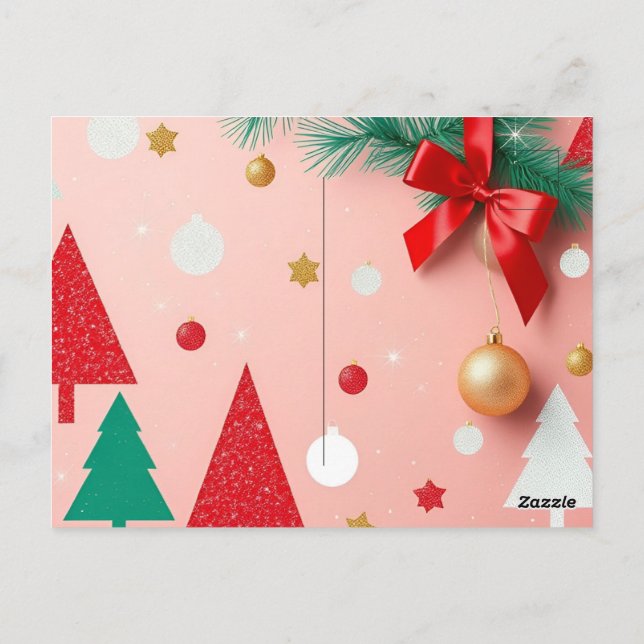 einfache, rosa Weihnachtsgeschenke Postkarte (Rückseite)