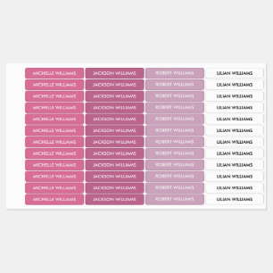 Einfache rosa weiße Palette Kids Name Etiketten