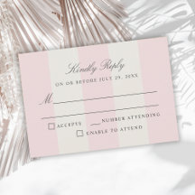 Einfache rosafarbene Cabana-Streifen-Hochzeit RSVP