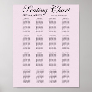 Einfache rosafarbene Hochzeitssitzordnung Poster