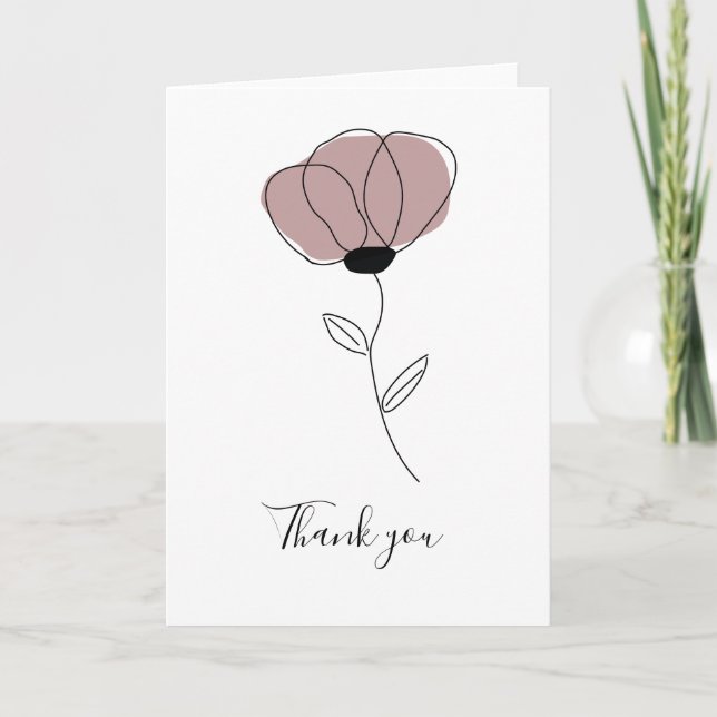 Einfache Rose Elegant geklappt Dankekarte Karte (Vorderseite)