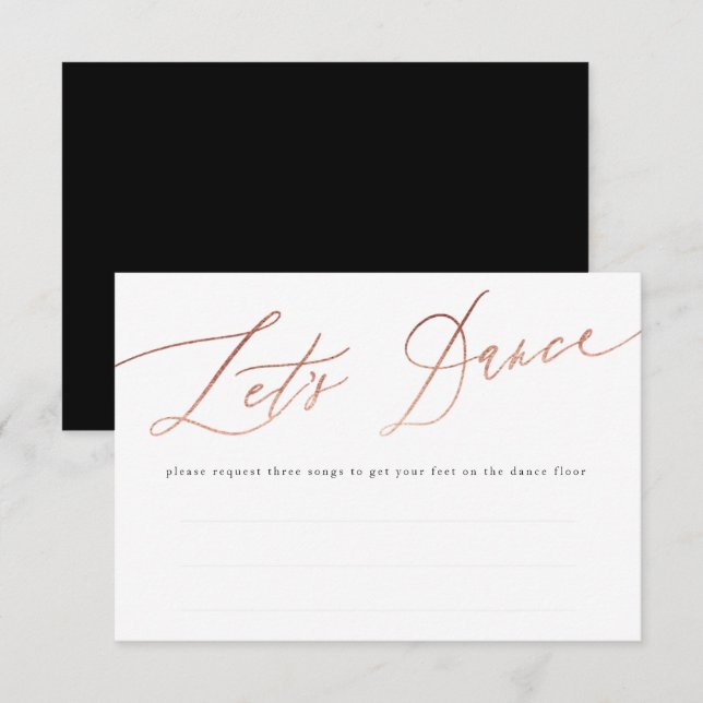 Einfache Rose Gold Calligraphie Let's Dance RSVP Karte (Vorne/Hinten)