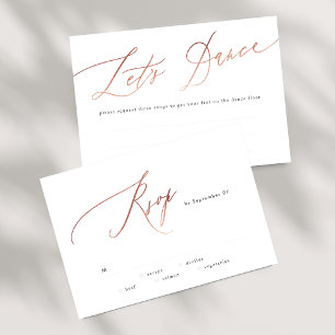 Einfache Rose Gold Calligraphie RSVP Karte