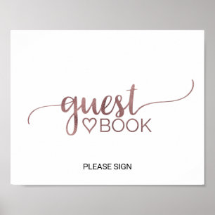 Einfache Rose Gold Calligraphy Gästebuchsignatur Poster