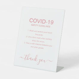 Einfache Rose Gold Covid Safety Guidelines Party Sockelschild