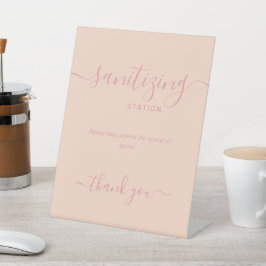 Einfache Rose Gold Covid Sanitisation Station Blus Sockelschild