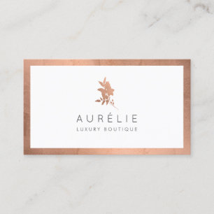 Einfache Rose Gold Floral Luxus Boutique Visitenkarte