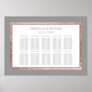 Einfache Rose Gold Frame Slate Grau Seekarte Poster