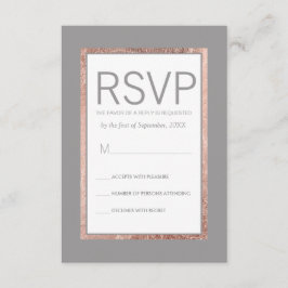 Einfache Rose Gold geflochtene Slate Gray RSVP Kar Karte